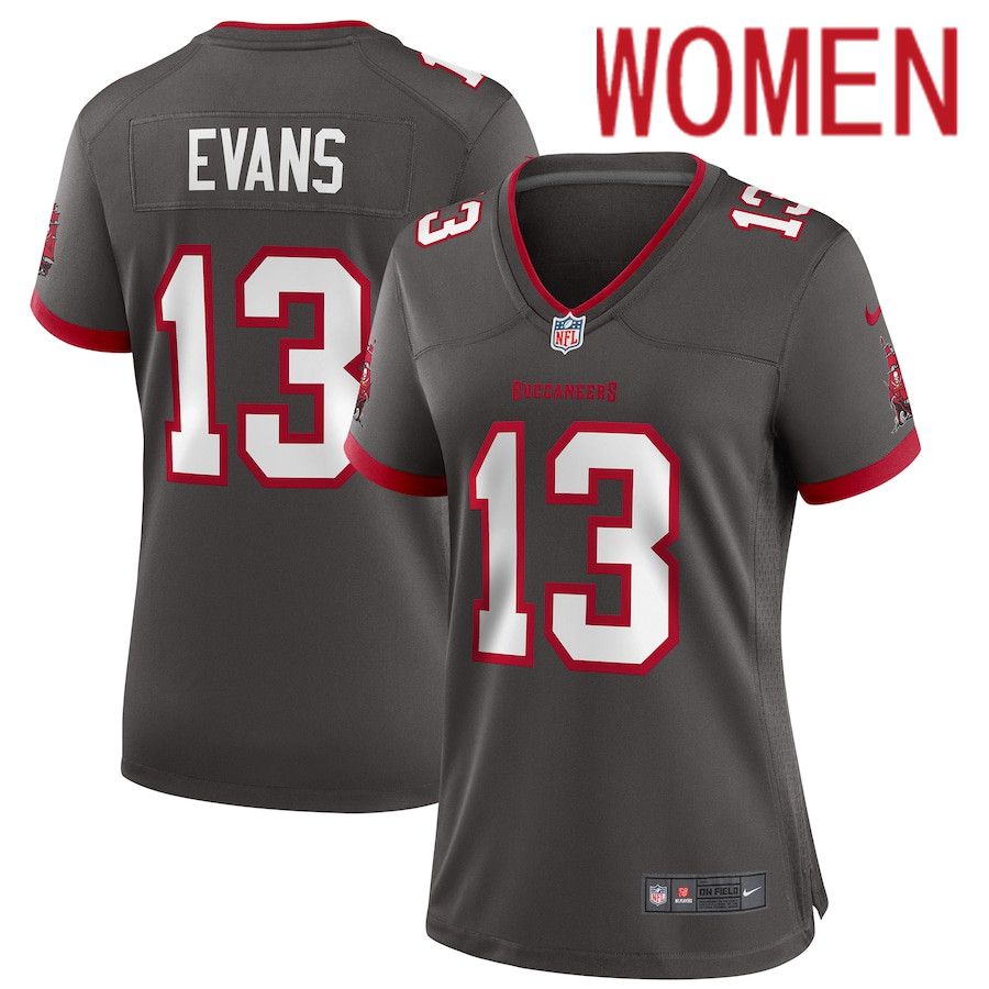 Women Tampa Bay Buccaneers #13 Mike Evans Nike Pewter Alternate Game NFL Jersey->women nfl jersey->Women Jersey
